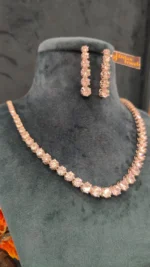 Single Line Diamond Set (White-Gold)- NEC08122202