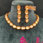 Single-Line Kundan Necklace Set (Yellow-Gold)- NEC07012301