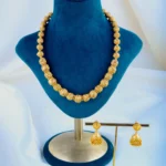 Single Line Matar Mala Necklace Set (Antique Gold) NEC000822