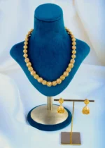 Single Line Matar Mala Necklace Set (Antique Gold) NEC000822