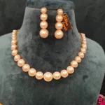 Single-Line Pearl Diamond Necklace Set (Rose-Gold)- NEC30012311