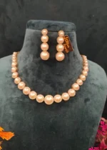 Single-Line Pearl Diamond Necklace Set (Rose-Gold)- NEC30012311