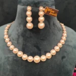 Single-Line Pearl Diamond Necklace Set (White-Gold)- NEC30012312