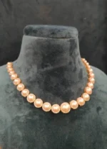 Single-Line Pearl Diamond Necklace Set (Yellow-Gold)- NEC30012303