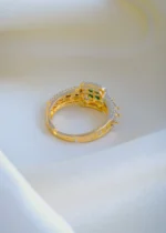 Sleek Diamond Look Green Ring (Yellow Gold) RING00934 - Image 3