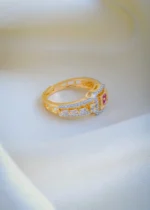 Sleek Diamond Look Red Ring (Yellow Gold) RING00935 - Image 3