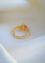 Sleek Diamond Look Red Ring (Yellow Gold) RING00935 - Image 4