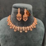 Sleek Diamond Necklace Set (Rose-Gold)- NEC15122205