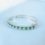 Sleek Emerald Green Bracelet (Silver) BRA001138