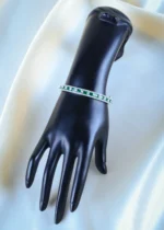 Sleek Emerald Green Bracelet (Silver) BRA001138 - Image 2