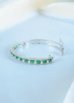 Sleek Emerald Green Bracelet (Silver) BRA001138 - Image 3