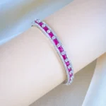 Sleek Ruby Red Bracelet (Silver) BRA001170