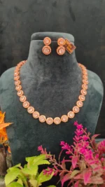Solitaire Diamond Necklace Set (Rose-Gold)- NEC15122214