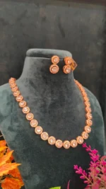 Solitaire Diamond Necklace Set (Rose-Gold)- NEC15122214 - Image 3