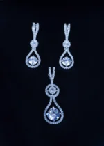 Solitaire elongated Locket set (Silver) PSET01350