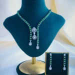 Sophisticated Diamond Green Elegance Set (Silver) NEC000873
