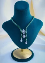 Sophisticated Diamond Green Elegance Set (Silver) NEC000873 - Image 2