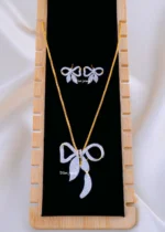 Sparkle Knot Necklace Set (Yellow Gold) NEC002217