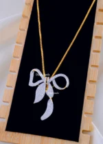 Sparkle Knot Necklace Set (Yellow Gold) NEC002217 - Image 2