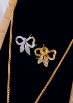 Sparkle Knot Necklace Set (Yellow Gold) NEC002217 - Image 3