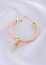Sparkle Pink Dual Band Bracelet (Yellow Gold) BRA002205 - Image 3