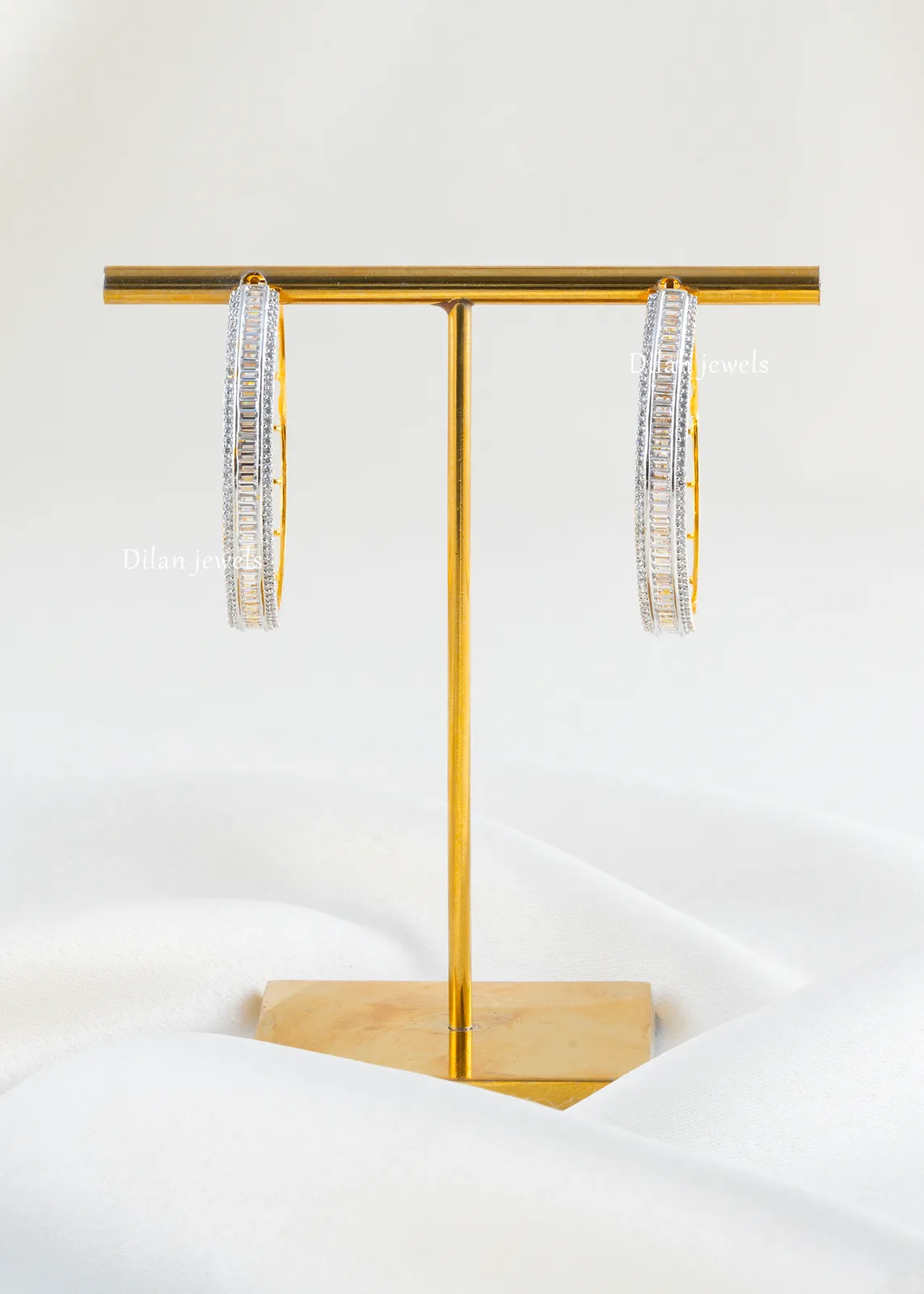 Sparkling-Baguette-Diamond-Hoops-Yellow-Gold-EAR002433a Sparkling Baguette Diamond Hoops (Yellow Gold) EAR002433 - Image 1