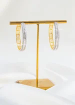 Sparkling Baguette Diamond Hoops (Yellow Gold) EAR002433 - Image 2