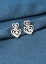 Sparkling Heart Earrings (Silver) EAR000749