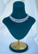 Sparkling Silver Necklace Set (Silver) NEC001090 - Image 2