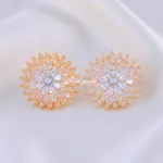 Sparkling Sunburst Earrings (Yellow Gold) EAR002186