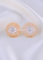 Sparkling Sunburst Earrings (Yellow Gold) EAR002186