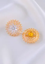Sparkling Sunburst Earrings (Yellow Gold) EAR002186 - Image 3
