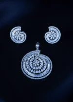 Spiral Bagguette Pendant Set (Silver) PSET01346