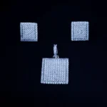 Square Diamond Locket Set (Silver) PSET01449