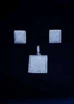 Square Diamond Locket Set (Silver) PSET01449