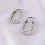 Starlit Rectangle Hoops (Antique Silver) EAR001895