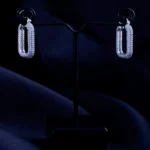 Starlit Rectangle Hoops (Silver) EAR001896
