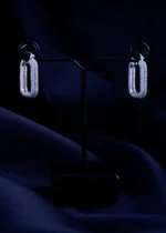 Starlit Rectangle Hoops (Silver) EAR001896