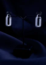 Starlit Rectangle Hoops (Silver) EAR001896 - Image 2