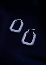 Starlit Rectangle Hoops (Silver) EAR001896 - Image 3