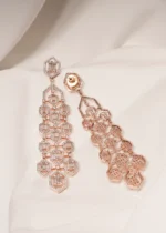 Statement Bagguetted Earrings (Rose Gold) EAR000452 - Image 2