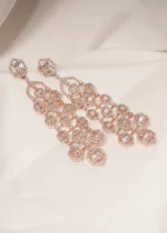 Statement Bagguetted Earrings (Rose Gold) EAR000452 - Image 3