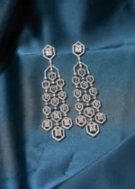 Statement Bagguetted Earrings (Silver) EAR000496