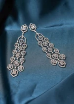 Statement Bagguetted Earrings (Silver) EAR000496 - Image 2