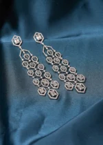 Statement Bagguetted Earrings (Silver) EAR000496 - Image 3