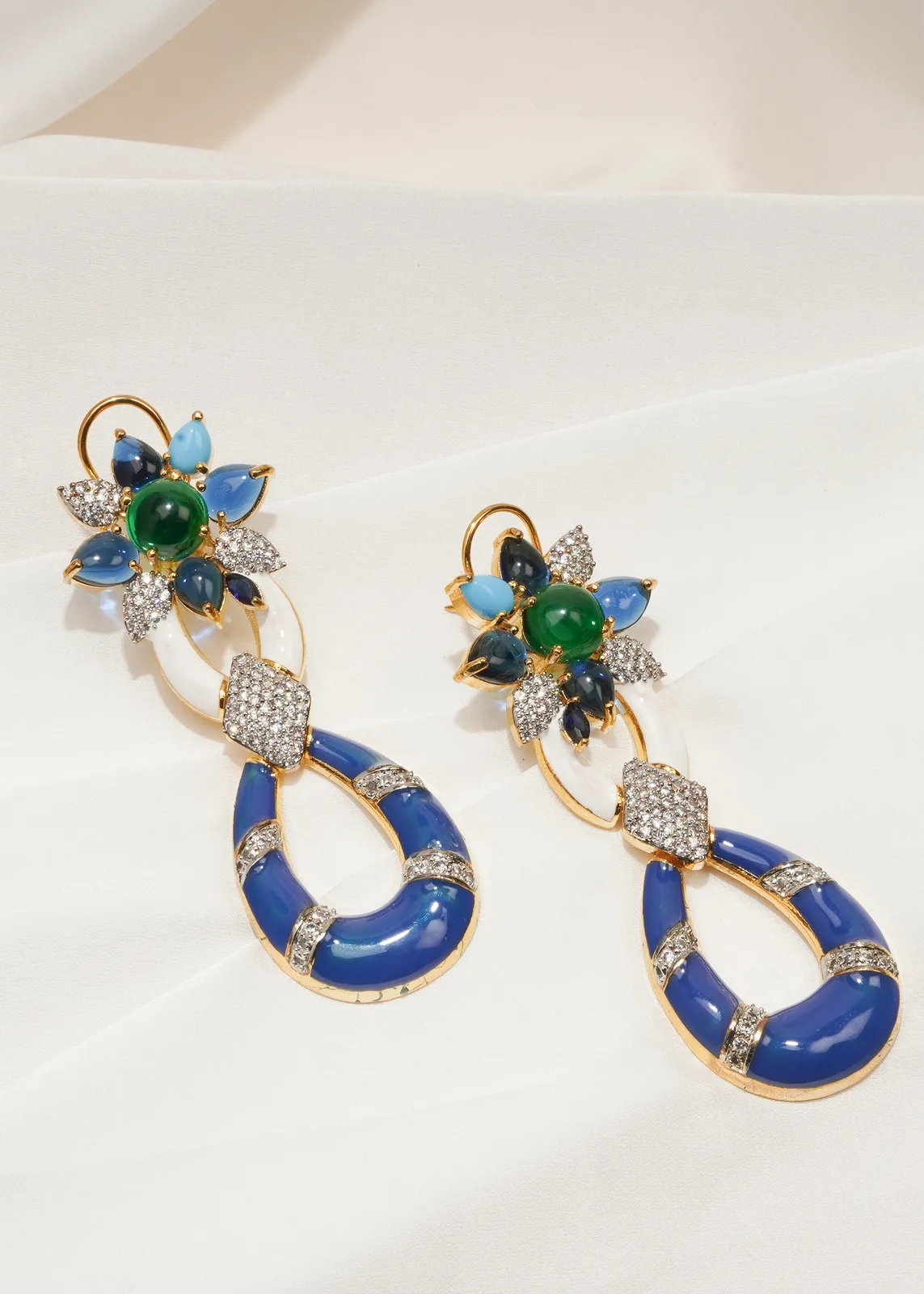Statement-Blue-Green-Earrings-Yellow-Gold-EAR000587a Statement Blue Green Earrings (Yellow Gold) EAR000587 - Image 1