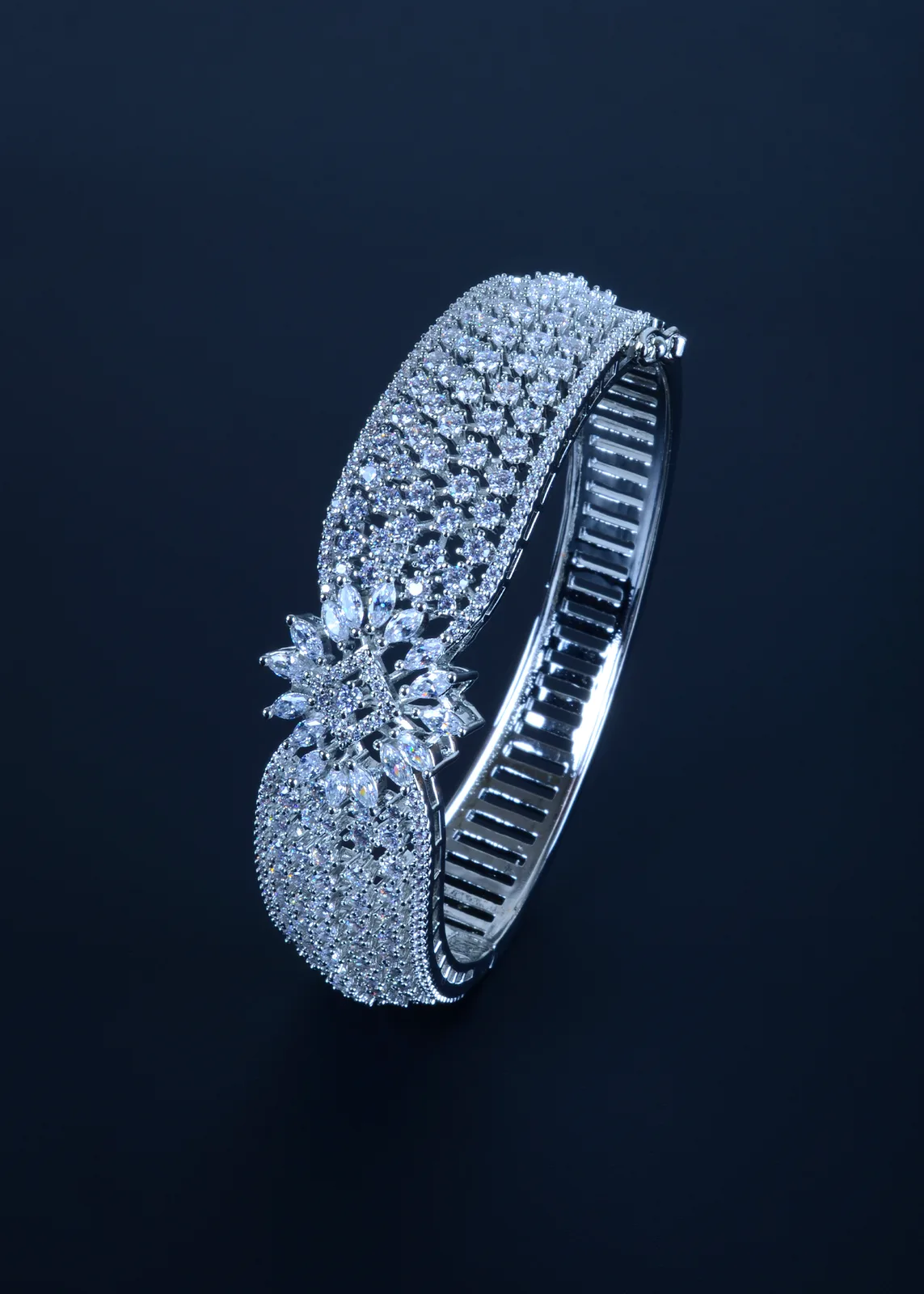 Statement-Diamond-Bracelet-Silver-BRA001309a Statement Diamond Bracelet (Silver) BRA001309 - Image 1