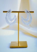 Statement Double Layered Necklace Set (Silver) NEC000900 - Image 3