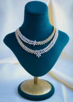 Statement Double Layered Necklace Set (Yellow Gold) NEC000899 - Image 2