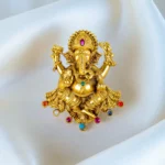 Statement Ganpati Navratna Ring (Antique Gold) RING01413